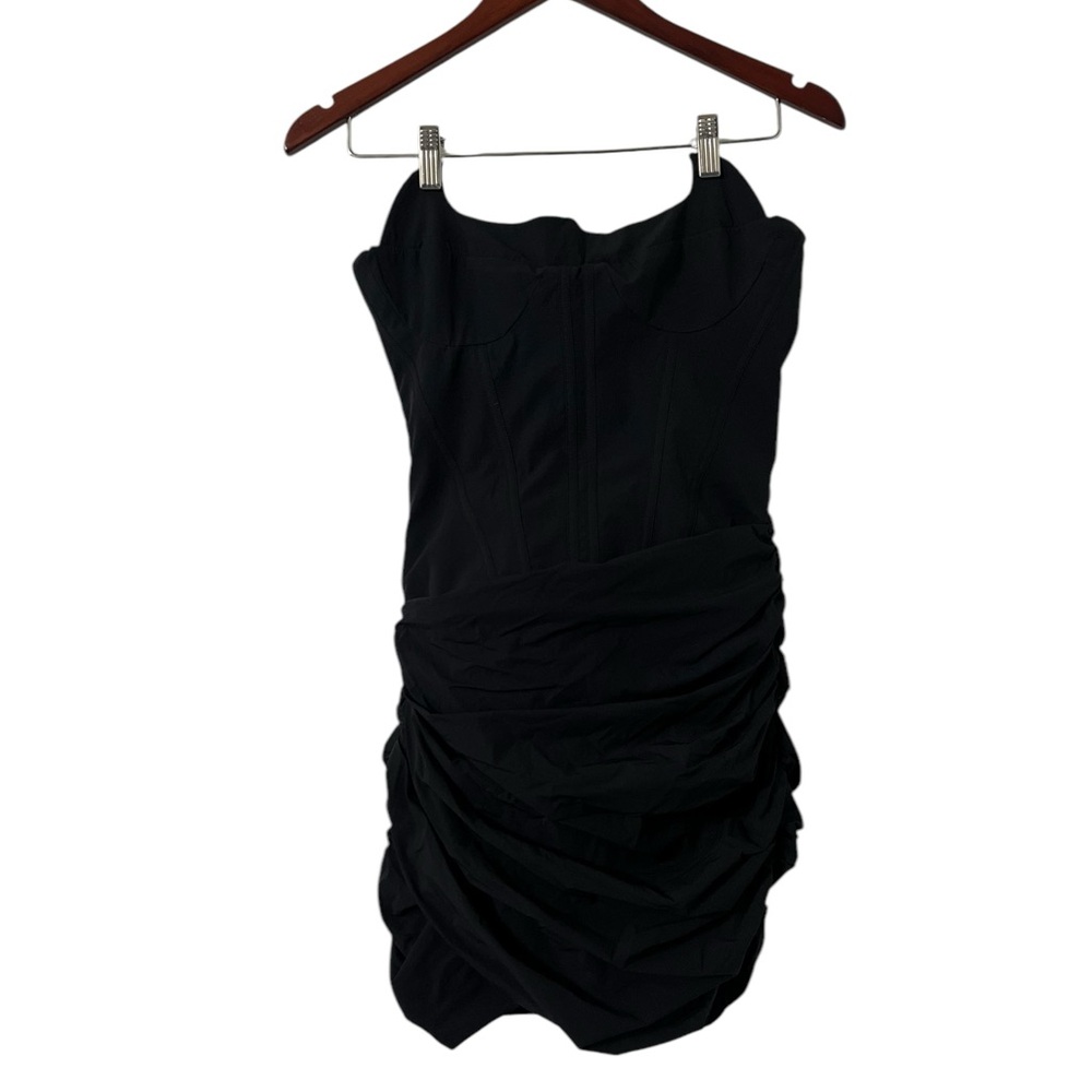 MISTRESS ROCKS Corset Bustier Black Ruched Strapless Mini Dress - Picture 5 of 11